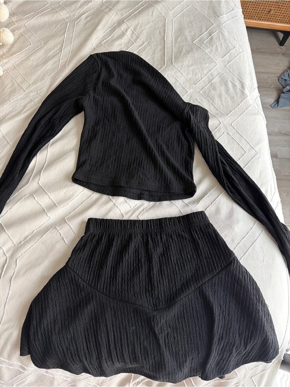 One-Shoulder Top & Black Ruffle Mini Skirt - Picture 3 of 3